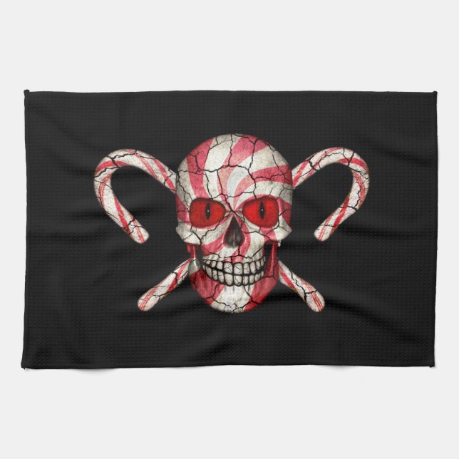 Toalla de mano para Navidades de cráneo de azúcar  (Horizontal)
