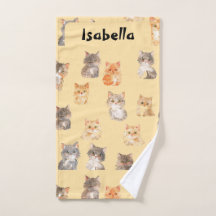 Toalla de mano personalizado - Patrón gato diverti