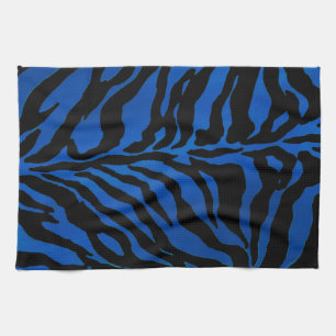 Toalla de mano rayada de la cebra azul marino y