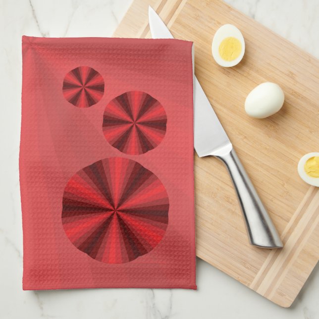 Toalla de mano roja de ilusión óptica (Doblado Cuarto)