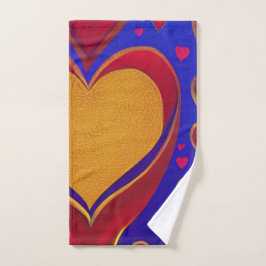 Toalla de mano roja y dorada