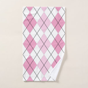 Toalla de mano rosa y blanco de argla