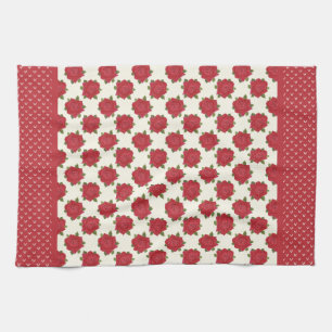 Toalla de moda o toalla de té: rosas rojas profund
