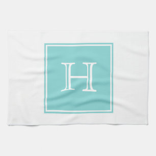 Toalla de Monograma cuadrada Turquesa