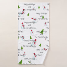 Toalla de Navidad con Monograma de Muñeco de Nieve