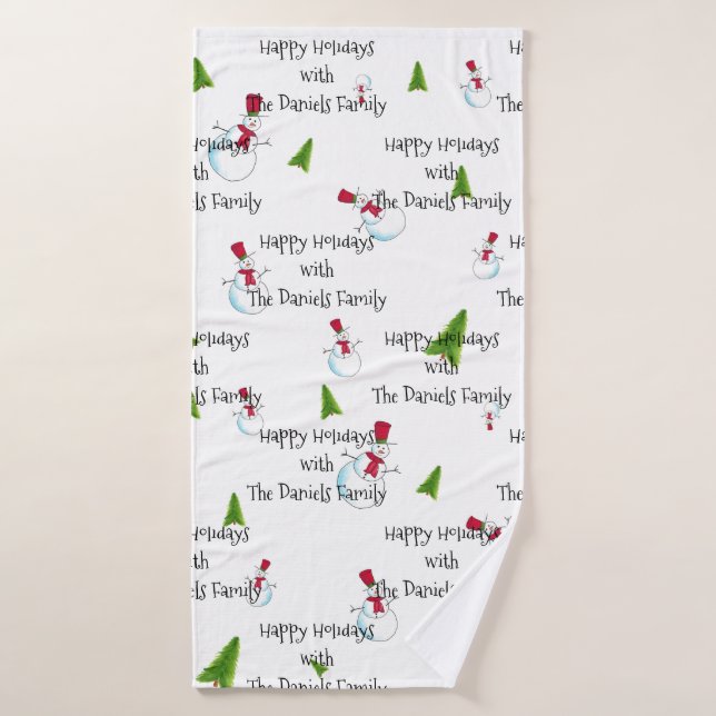 Toalla de Navidad con Monograma de Muñeco de Nieve (Toalla de baño)