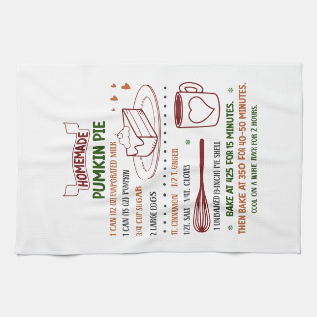 Toalla de navidad con receta de pie de calabaza (Horizontal)
