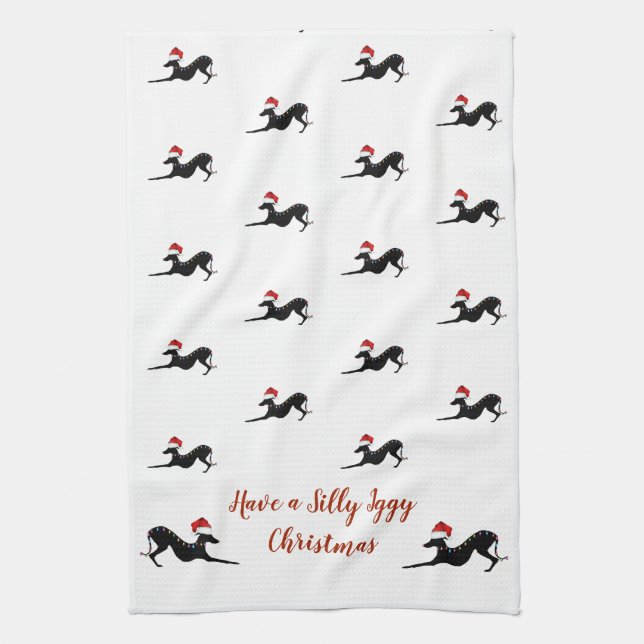 Toalla de Navidad de Greyhound italiana, toalla de (Vertical)