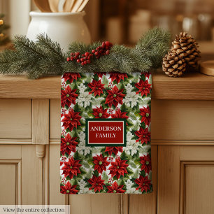 Toalla de Navidad Tradicional Arte Floral Rojo Ver