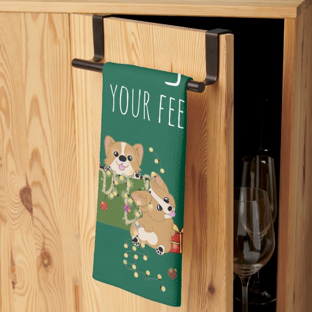 Toalla de Navidades Corgi (Pliegue de tercios)