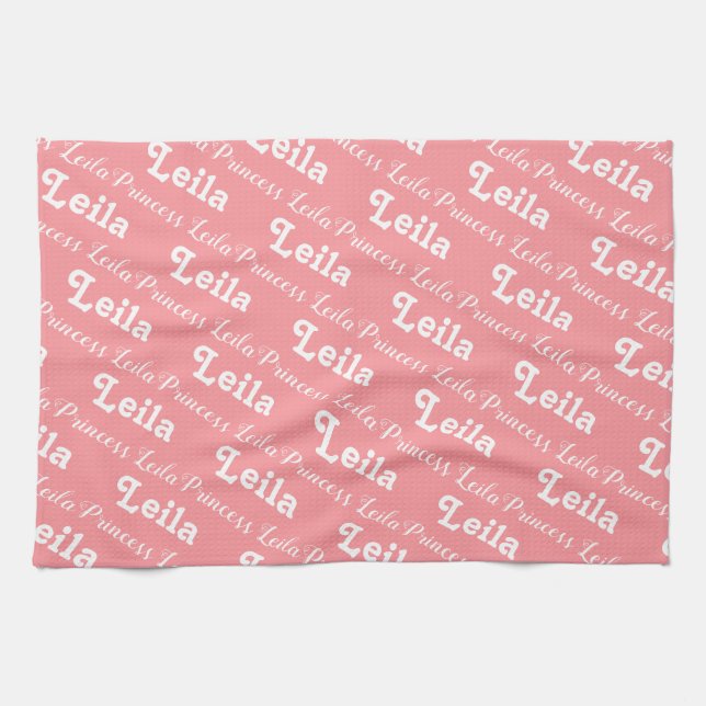 Toalla de nombre personalizada rosa (Horizontal)