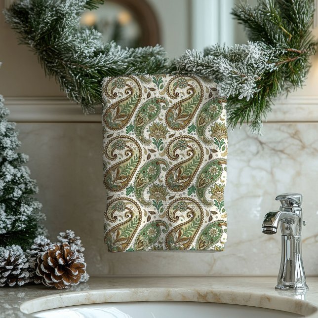 Toalla de Paisley Terroso Regalo Boho para Abuelos (Earthy Paisley Towel Boho Gift for Grandparents)
