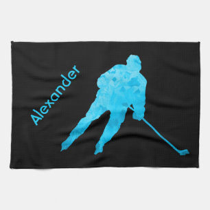 Toalla de patinaje de hockey sobre hielo turquesa