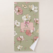 Toalla de patrón de peonía dibujada a mano