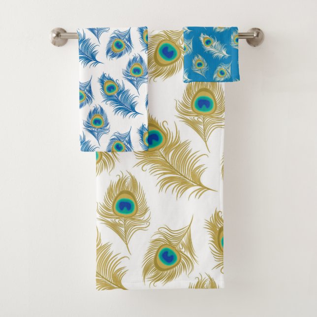 Toalla de patrón de plumas de pavo real (In situ)