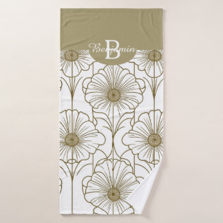 Toalla de patrón floral de línea dorada