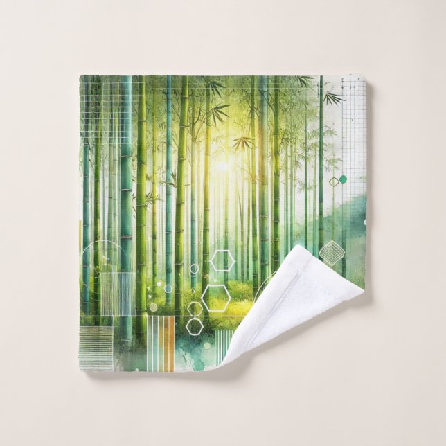 Toalla de patrón geométrico de serenidad de bambú (Toallita)