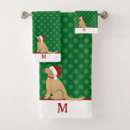 Toalla de perro de Santa Dorada personalizada Set