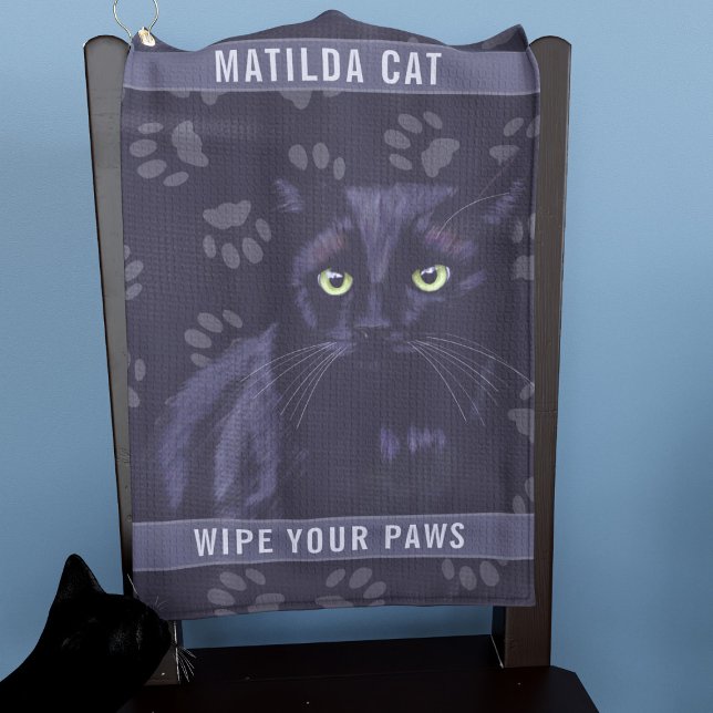 Toalla de Personalizado de golf de impresión perso (Purrfect pet towel for your black cat. Just add their name (also useful for golfer's too))