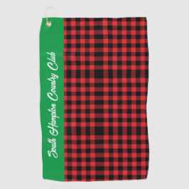 Toalla de Personalizado de golf Red Buffalo Plaid 