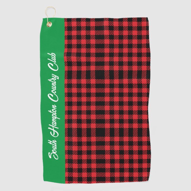 Toalla de Personalizado de golf Red Buffalo Plaid  (Anverso)