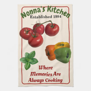 Toalla de plato blanco descolorida "Nonna's Kitche