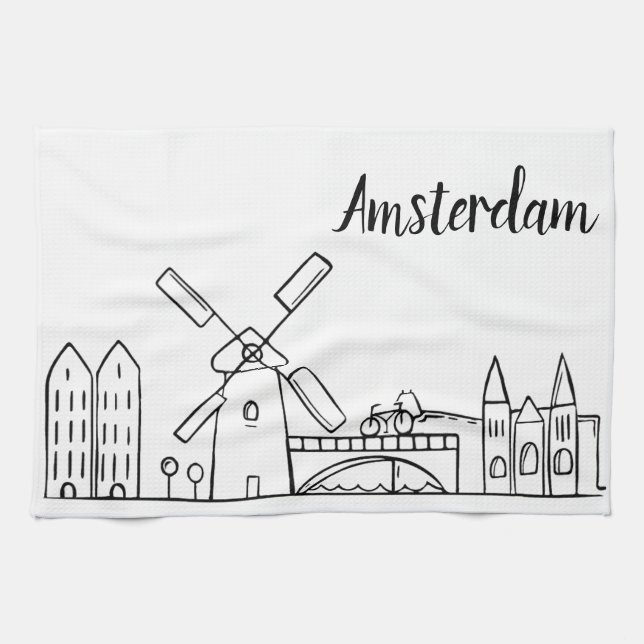 Toalla de plato de la cocina de Amsterdam (Horizontal)