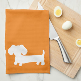 Toalla de plato de Naranja de Dachshund para los a