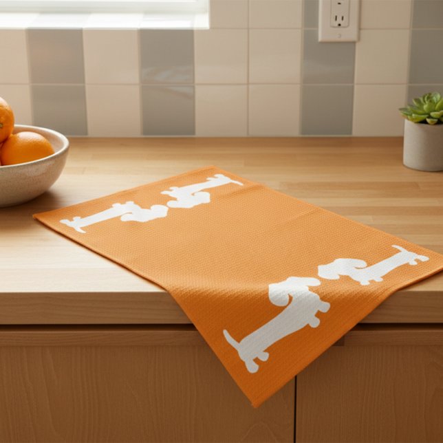 Toalla de plato de Naranja de Dachshund para los a (Orange dachshund dish towel)