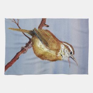 Toalla de plato del Wren de Carolina