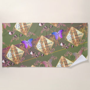 Toalla De Playa 18° aniversario de Boda ojo de gato porcelano