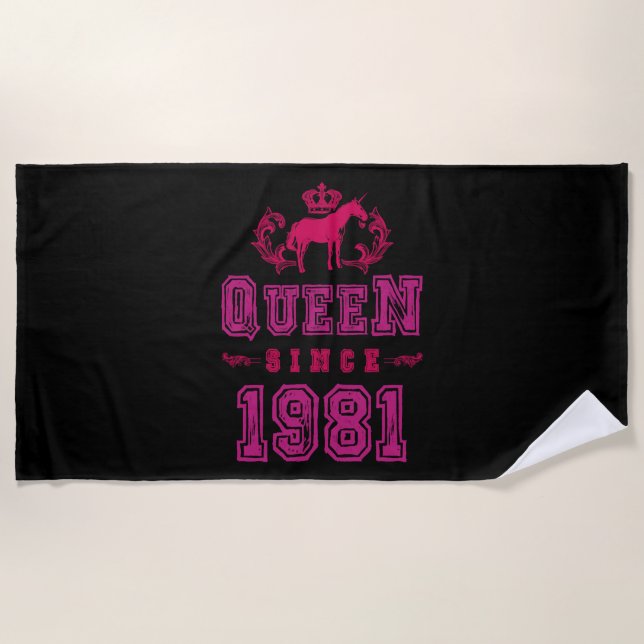 Toalla De Playa 1981 Reina Unicornio (Anverso)