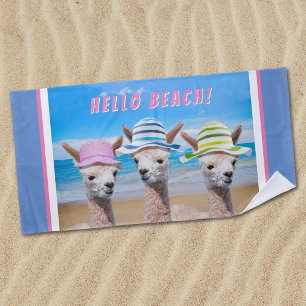 Toalla De Playa 3 Alpacas Cuetas En Sol Gorras Personalizadas