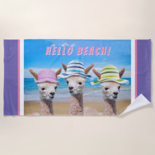 Toalla De Playa 3 Cuestas Alpacas En Gorras Solares, Personalizar 
