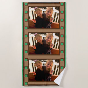 Toalla De Playa 3 Foto Retro Película Strip Green