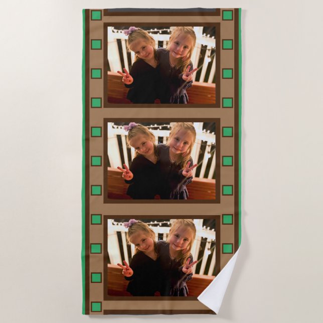 Toalla De Playa 3 Foto Retro Película Strip Green (Anverso)