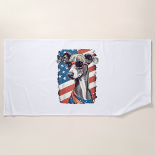 Toalla De Playa 4 De Julio Bandera Estadounidense Perro Greyhound