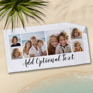 Toalla De Playa 6 Collage de fotos Personalizado Script Textos Bla
