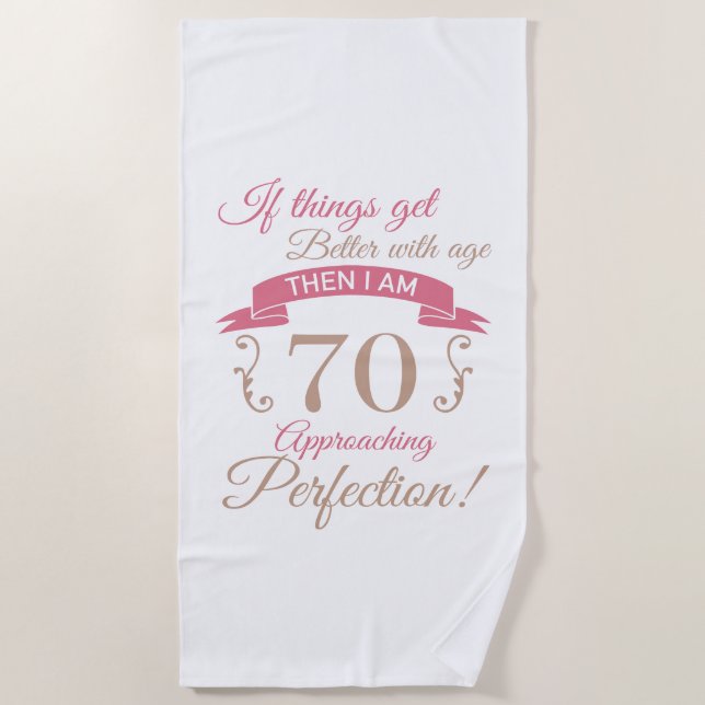 Toalla De Playa 70.º cumpleaños mejor con la edad (Anverso)