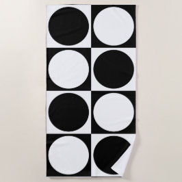Toalla De Playa 70s Checks and Circles Black and White