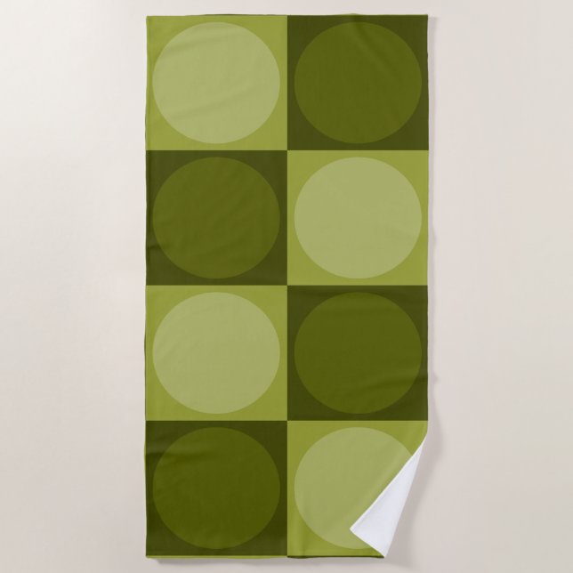 Toalla De Playa 70s Checks and Circles Green (Anverso)