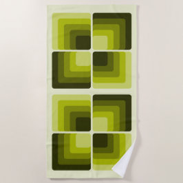 Toalla De Playa 70s Rainbow Squares Monochrome Green