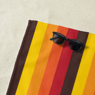 Toalla De Playa 70s retro fresco raya rojo del amarillo anaranjado