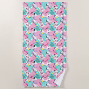 Toalla De Playa 80's Memphis Active Pink Light Turquoise