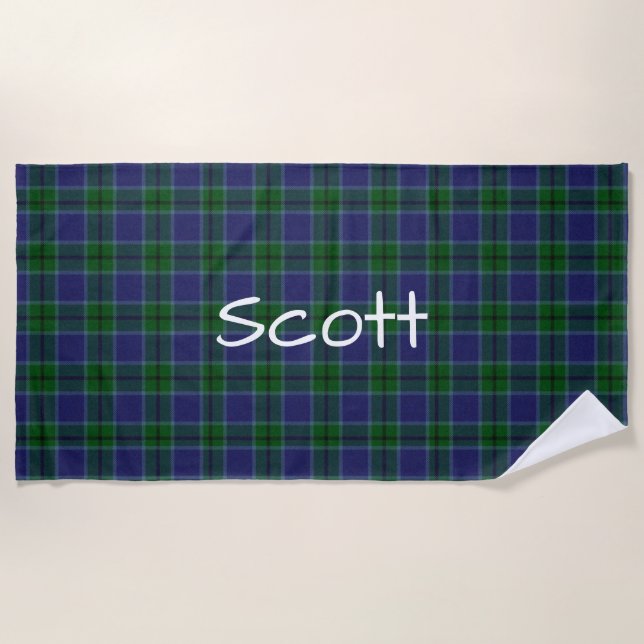 Toalla de playa a cuadros Clan Scott Tartan (Anverso)