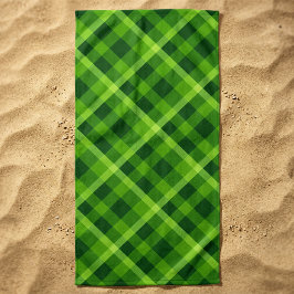 Toalla de playa a cuadros verde árbol hermoso