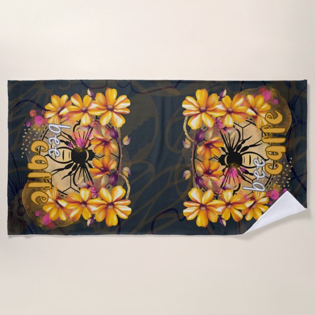 Toalla De Playa Abeja, café (Anverso)