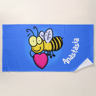 Toalla De Playa Abeja graciosa y linda con ilustracion personaliza