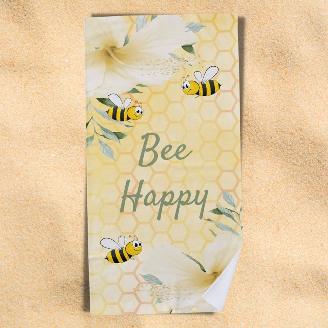 Toalla De Playa Abejas de burbujas de abeja floral amarilla feliz (Subido por el creador)