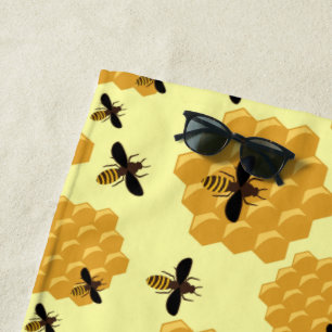 Toalla De Playa Abejas de miel de abeja de abeja amarilla
